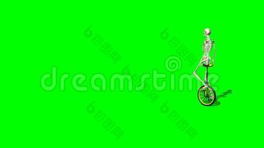 骷髅移动与独轮车-绿色屏幕